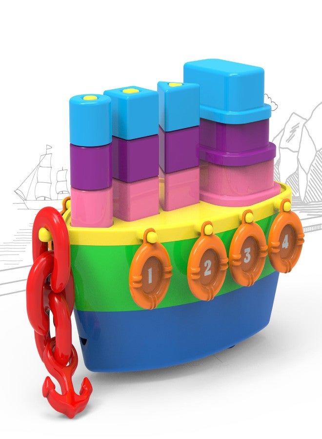 Li'l Wizards Stack A Boat 7 in 1|Nest 'N' Link,Pull Along Toy, Walking, Shape Sorting,Pretend Play|Learning Activity Toy, Multicolor |Birthday Gift for Kids 12 Months & Above|Infant and Preschool Toy - Image 1